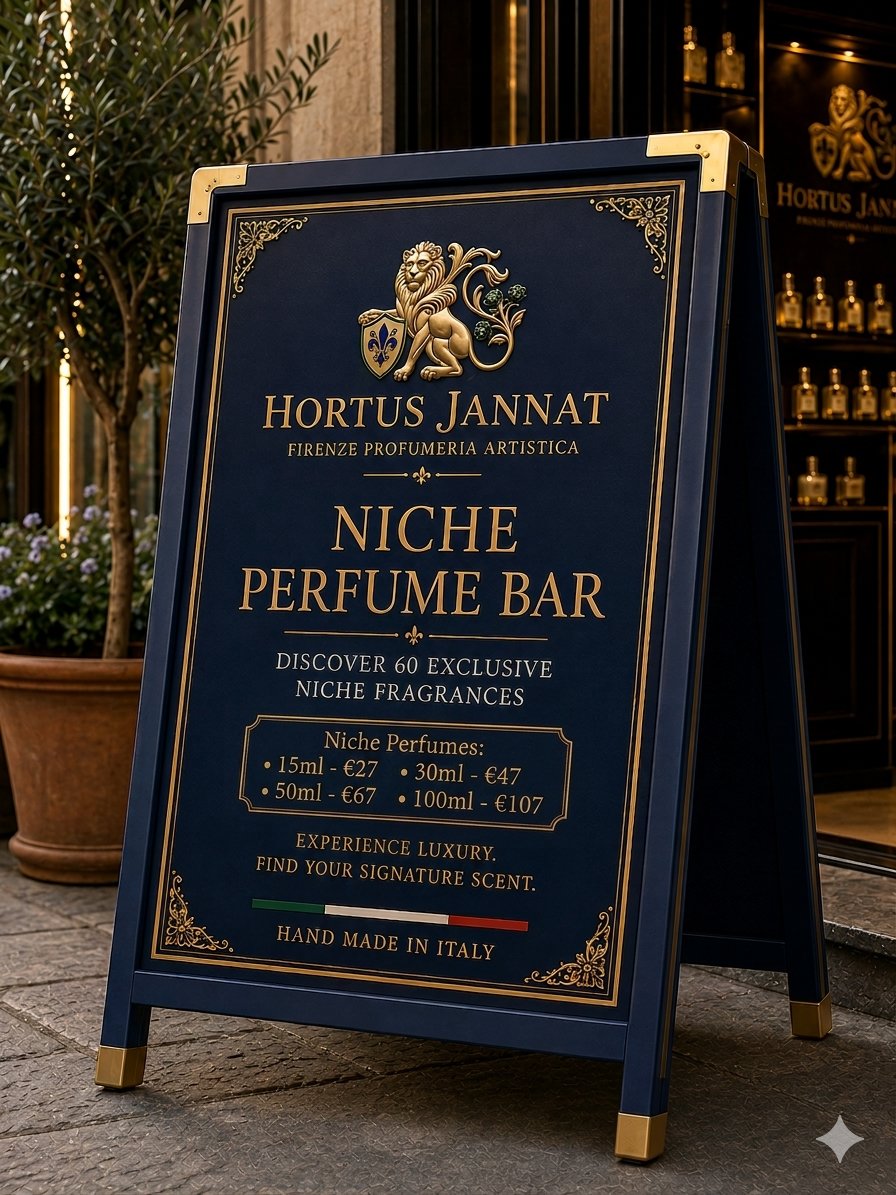 Hortus Jannat perfume sizes and pricing display